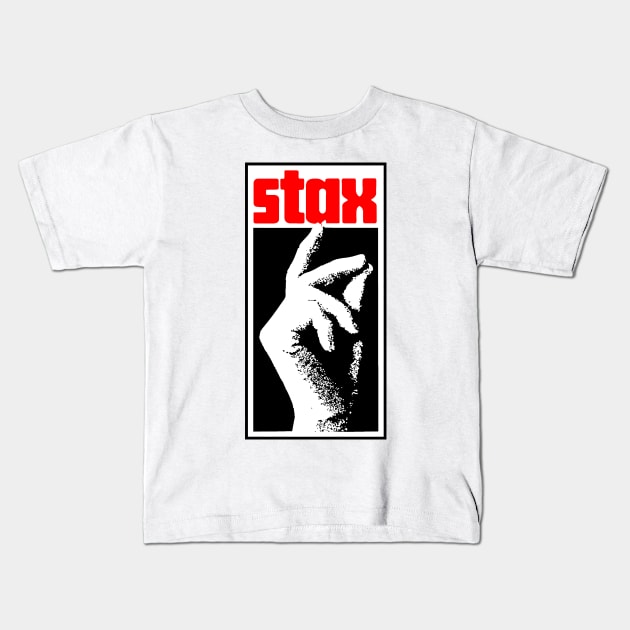 Stax Hand Finger White Kids T-Shirt by Discontrol Std